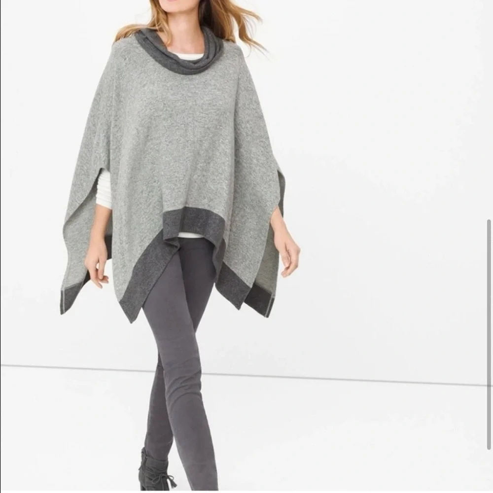 New WHBM gray poncho sweater, oversized & super soft - Picture 2 of 9